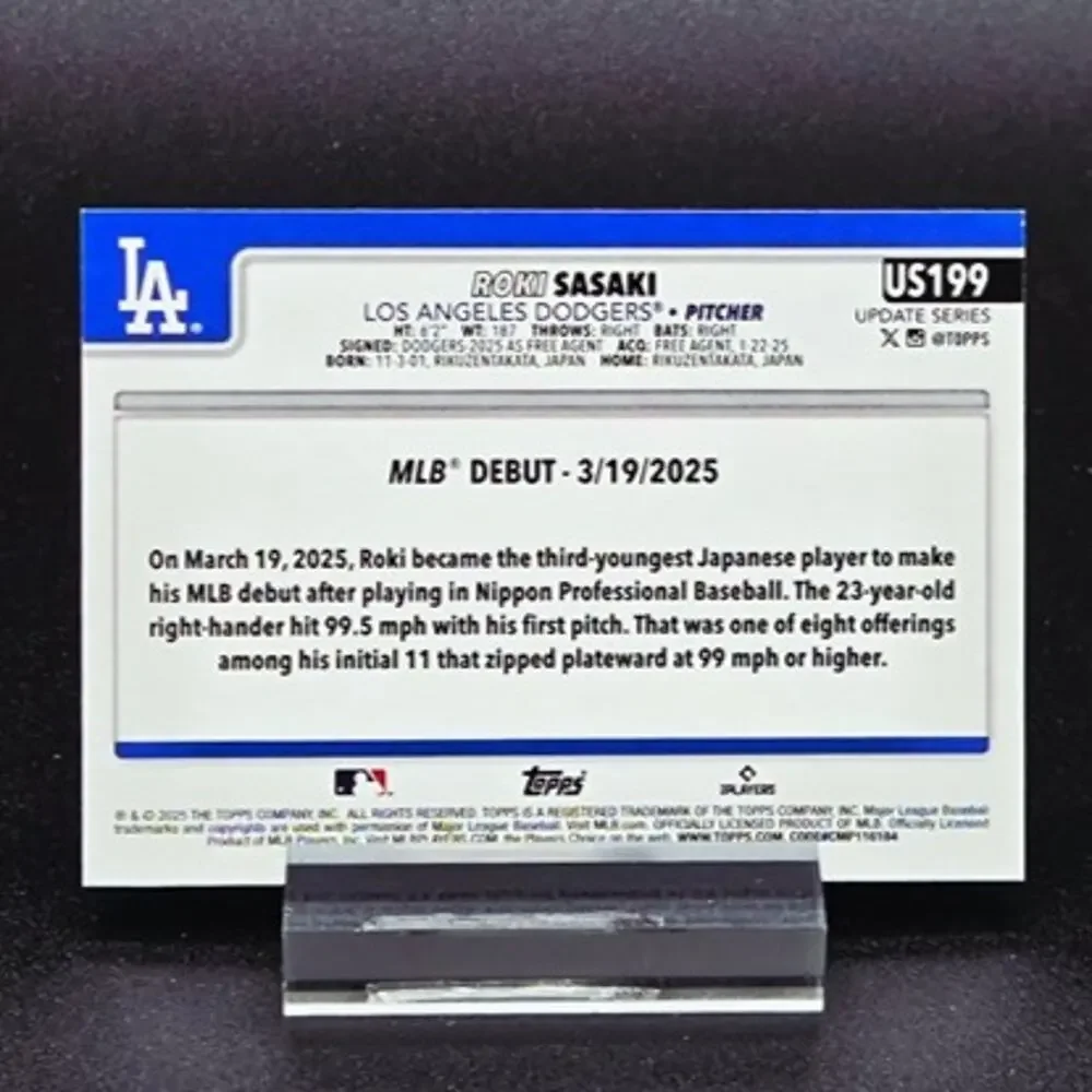 Roki Sasaki Topps Holiday Evergreen Die Cut RC Los Angeles Dodgers Star - Picture 5 of 7